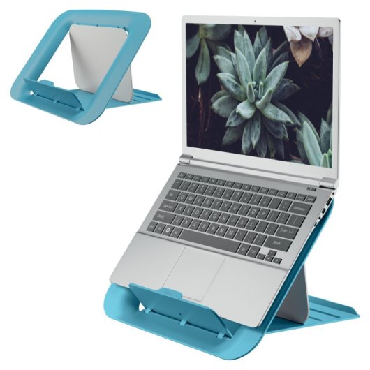 Soporte ordenador portátil ajustable Leitz Ergo Cosy, 80% plástico reciclado, azul