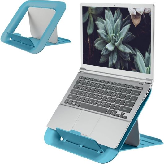 Soporte ordenador portátil ajustable Leitz Ergo Cosy, 80% plástico reciclado, azul