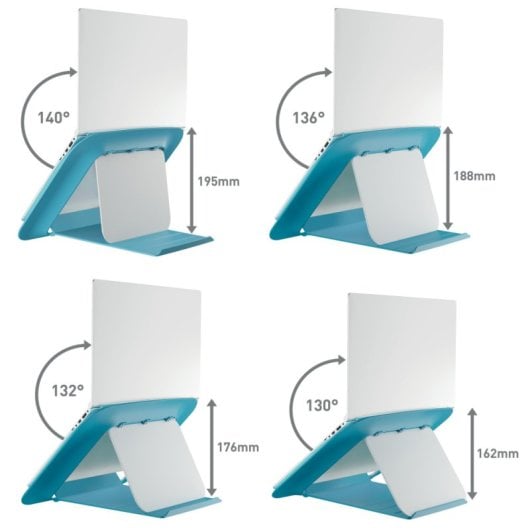 Soporte ordenador portátil ajustable Leitz Ergo Cosy, 80% plástico reciclado, azul