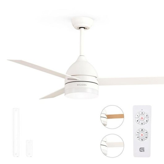 Ventoinha de Teto com Luz Grunkel SKYECO-52 25W 132cm 6 Velocidades Comando Temporizador