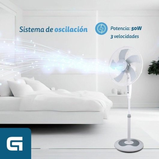 Ventoinha de Pé Grunkel FAN-165R 50W 40cm 3 Velocidades Temporizador Silenciosa Altura Regulável