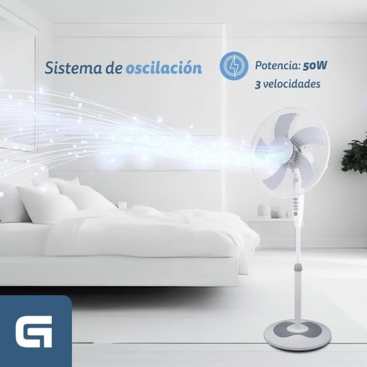 Ventoinha de Pé Grunkel FAN-165R 50W 40cm 3 Velocidades Temporizador Silenciosa Altura Regulável