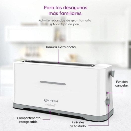 Grunkel TS-40 EASYTOAST Torradeira de Ranura Extra Larga 980W Branco