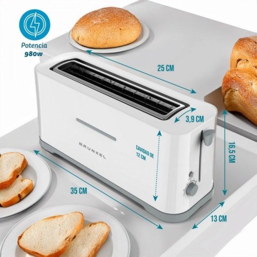 Grunkel TS-40 EASYTOAST Torradeira de Ranura Extra Larga 980W Branco