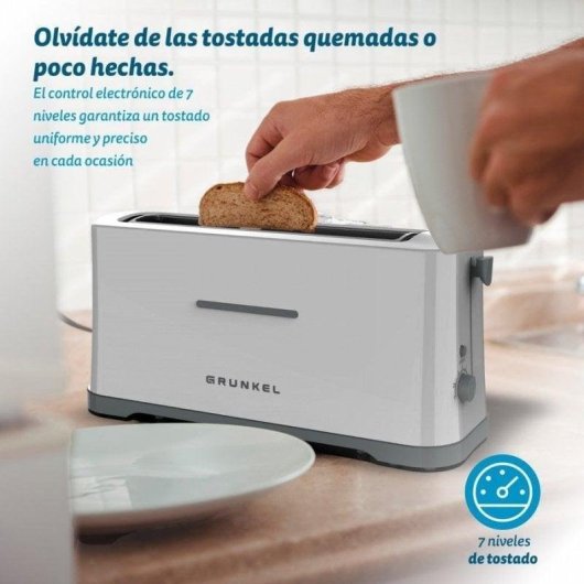 Grille-pain Grunkel TS-40 EASYTOAST 1 Fente extra-large 980 W 7 Niveaux Tiroir ramasse-miettes Blanc