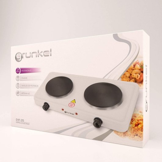 Grunkel EHP-215 Hornillo Eléctrico de 2 Zonas 1500W Blanco