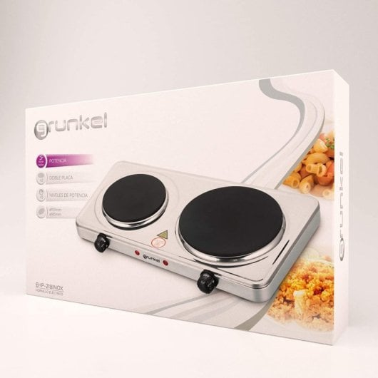 Grunkel EHP-218INOX Hornillo Eléctrico de 2 Zonas 1500W Acero Inoxidable