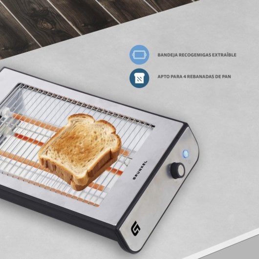 Grunkel TSP-INOX Tostador Plano 600W Acero Inoxidable