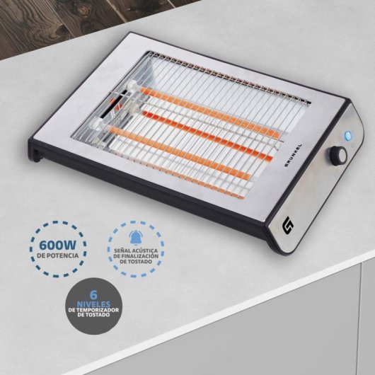 Grunkel TSP-INOX Tostador Plano 600W Acero Inoxidable
