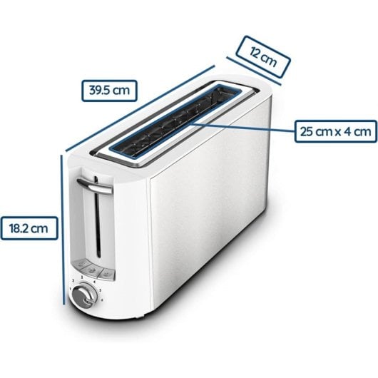 Tostapane Grunkel TS-MAXISTEEL con slot extra largo 1000 W Bianco