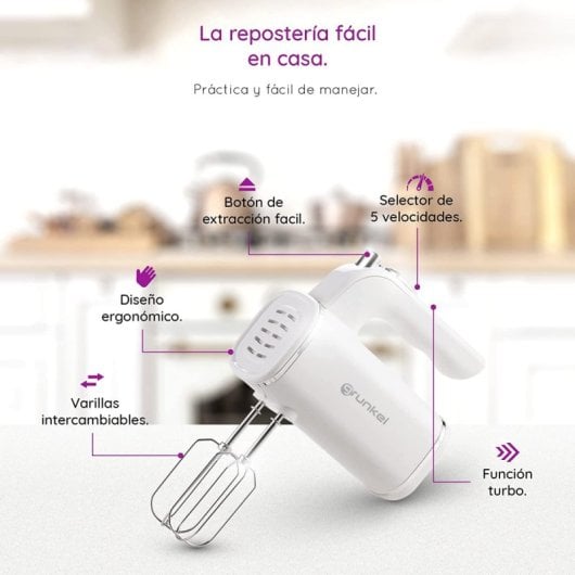 Grunkel AM-25G Amasadora de Doble Varilla 250W Blanco