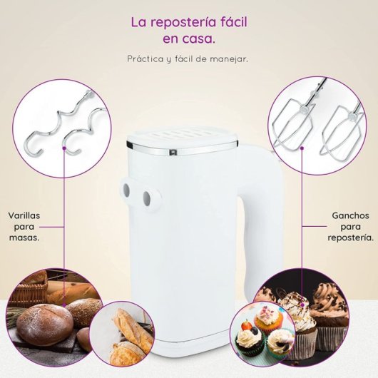 Grunkel AM-25G Amasadora de Doble Varilla 250W Blanco