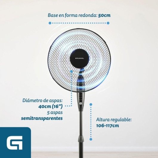 Ventoinha de Pé Grunkel FAN-165XNG 50W 40cm 3 Velocidades 5 Pás Altura Regulável Silenciosa