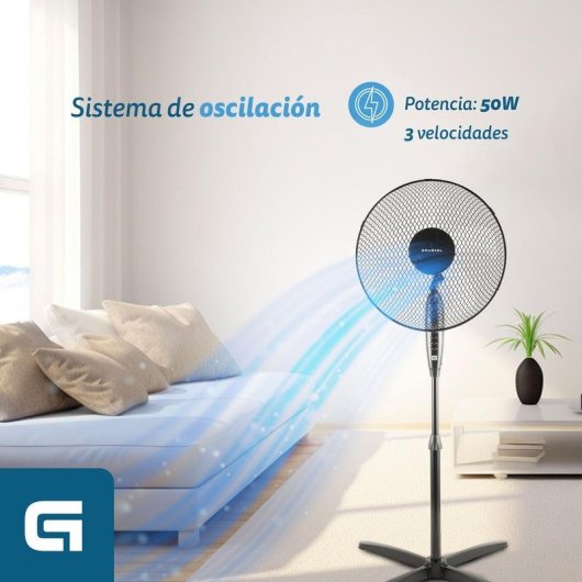 Ventoinha de Pé Grunkel FAN-165XNG 50W 40cm 3 Velocidades 5 Pás Altura Regulável Silenciosa