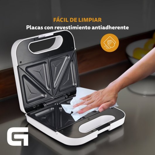 Grunkel SAN-CC BL Sandwichera con Corte para 2 Sandwiches Blanca