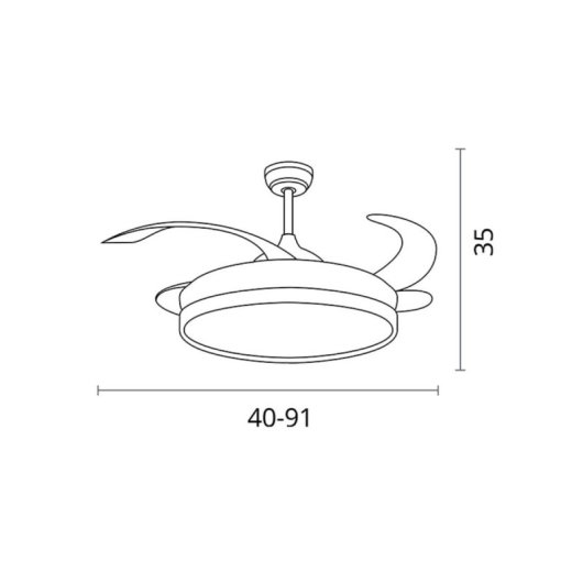 Bel Air Cosmos Mini Ventilador de Techo con Luz y Mando 48W 91cm 4 Aspas Retráctiles Blanco/Madera