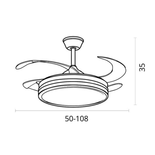 Bel Air Asgard Ventilador de Techo con Mando a Distancia 72W 108cm Aspas Retráctiles Blanco