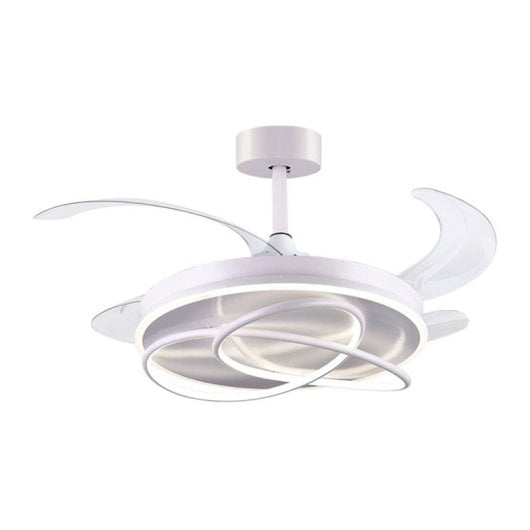 Bel Air Atlas Ventilador de Techo con Luz y Mando 80W 108cm 4 Aspas Retráctiles Blanco