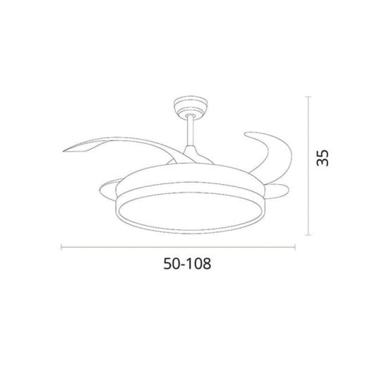 Ventilateur de plafond Bel Air Atlas 80W LED 108cm 4 pales rétractables blanc