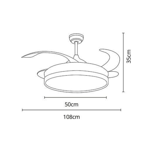 Bel Air Cosmos Ventilador de Techo con Luz y Mando a Distancia 72W 108cm Aspas Retráctiles Negro/Haya