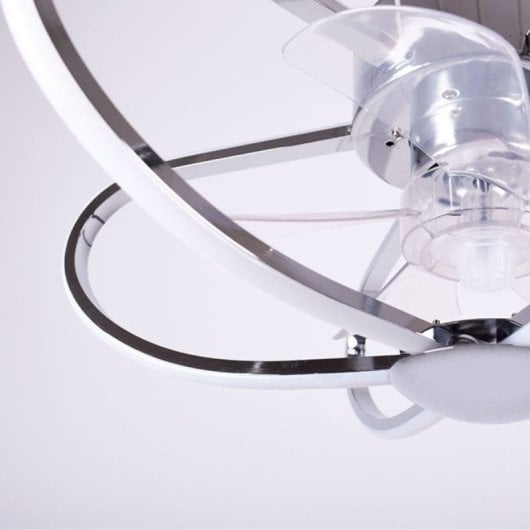 Lumit Jura WiFi Ventilateur de Plafond avec Lumière et Télécommande 74W 53,3cm 5 Pales Chrome