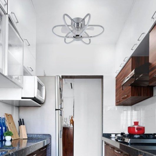 Lumit Jura WiFi Ventilateur de Plafond avec Lumière et Télécommande 74W 53,3cm 5 Pales Chrome