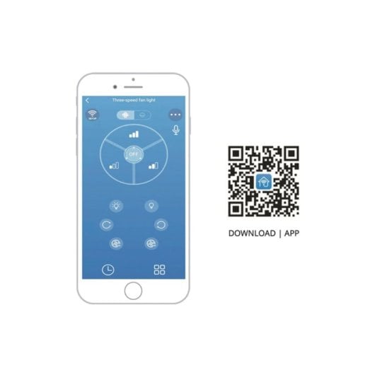 Lumit Jura WiFi Ventilateur de Plafond avec Lumière et Télécommande 74W 53,3cm 5 Pales Chrome