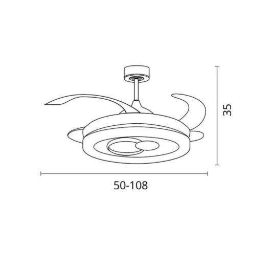 Ventoinha de teto Bel Air Hersa LED 116W 108cm 4 pás retráteis branco