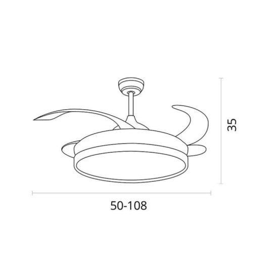 Ventilador de techo Bel Air Quebec 72W 108cm LED 4 aspas retráctiles blanco