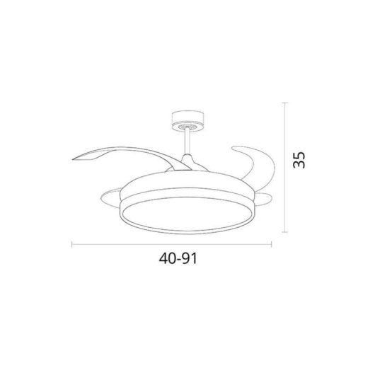 Ventoinha de teto Bel Air Home Kigali Mini LED 48W 91cm 4 pás retráteis