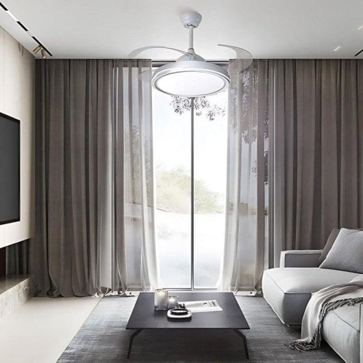 Ventilateur de plafond Bel Air Toronto 72W LED 108cm 4 pales retractables blanc