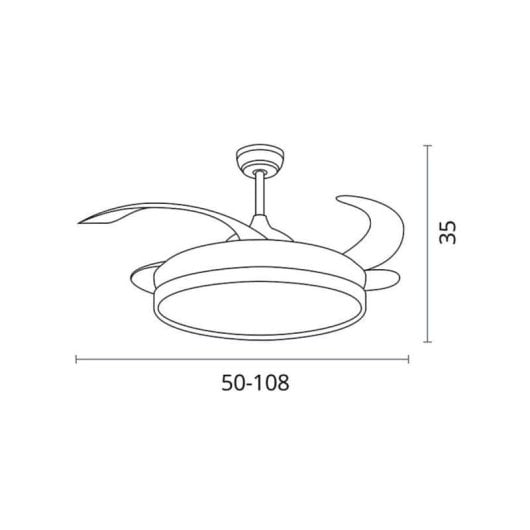 Ventilateur de plafond Bel Air Toronto 72W LED 108cm 4 pales retractables blanc