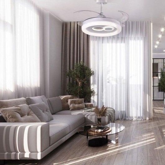 Ventoinha de teto Bel Air Hermes 108W LED 4 pás retráteis branco