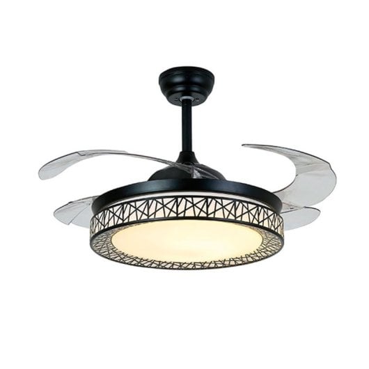 Bel Air Nido Ventoinha de Teto com Luz e Comando Remoto 72W 108cm Pás Retráteis Preto