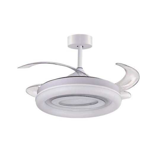 Ventilateur Bel Air Home Tebe 130W 130cm LED 4 pales rétractables Blanc