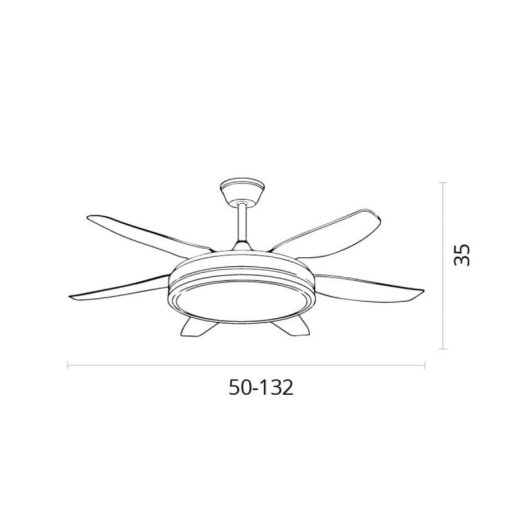 Bel Air Orion Ventilatore da soffitto con luce e telecomando 72W 132 cm 6 pale Bianco