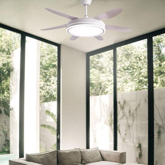 Bel Air Orion Ventilatore da soffitto con luce e telecomando 72W 132 cm 6 pale Bianco