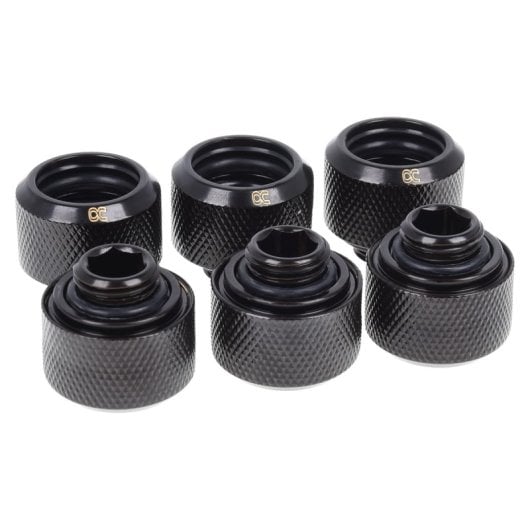 Alphacool Eiszapfen Pack 6 Racores de Compresión para Tubo Rígido 16/10mm Negros