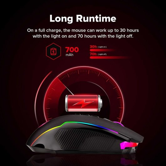 Redragon M910-KS Ranger Lite RGB Rattón Gaming Inalámbrico 8000 DPI Negro