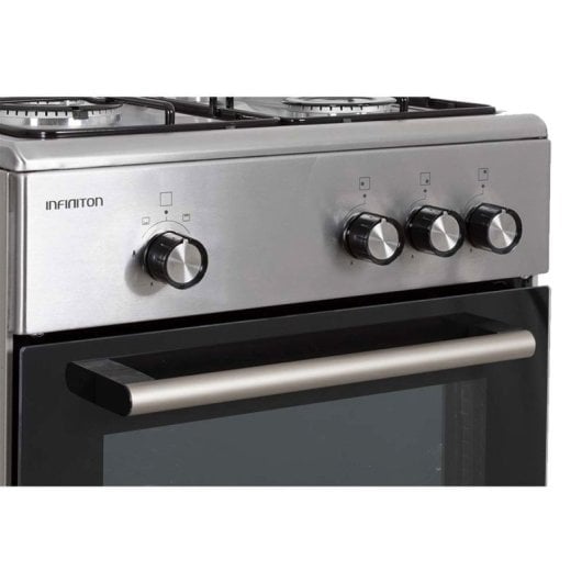 Cucina A Gas Con Forno Infiniton Cc57tac 43l 3 Fuochi Acciaio Inox 49 Cm