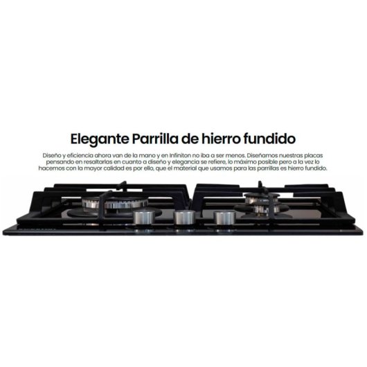 Infiniton GASDL4 Placa de Gas 4 Zonas 60cm Acero Inoxidable
