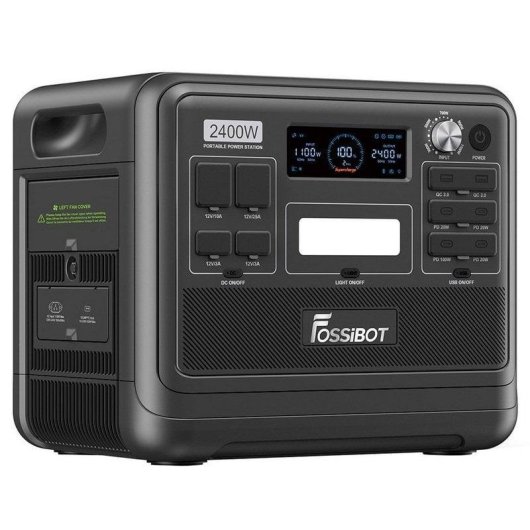 Estação de energia Fossibot F2400 2048Wh 6 AC 6 USB 4 DC Bateria LiFePO4 Inversor Bidirecional Carregamento Solar