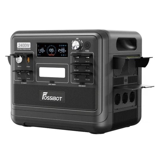 Estação de energia Fossibot F2400 2048Wh 6 AC 6 USB 4 DC Bateria LiFePO4 Inversor Bidirecional Carregamento Solar