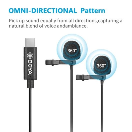 Boya BY-M3D Micrófono Digital Dual de Solapa Lavalier Omnidireccional Android USB-C