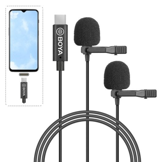Boya BY-M3D Micrófono Digital Dual de Solapa Lavalier Omnidireccional Android USB-C