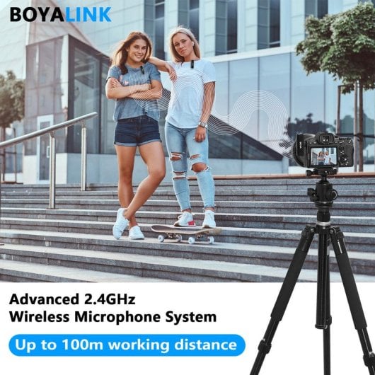 Boya BOYALINK Sistema de Micrófono Inalámbrico de Solapa Conector USB-C Lightning Y Trs 3,5mm Negro