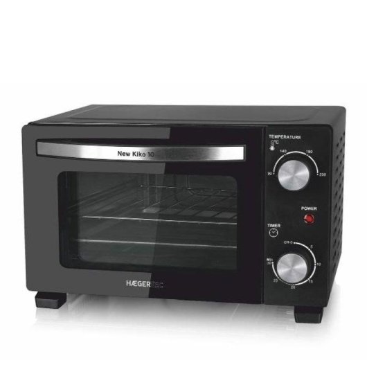Horno Sobremesa Haeger Kiko 10L 45cm 800W Temporizador Puerta Doble Vidrio Negro