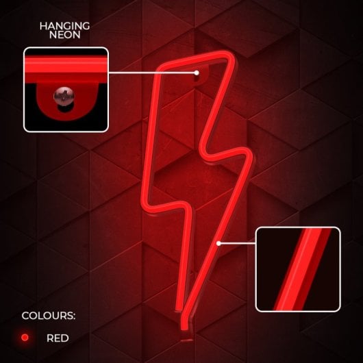 Forever Neon Led Light Bolt Rouge Chauve-souris+usb
