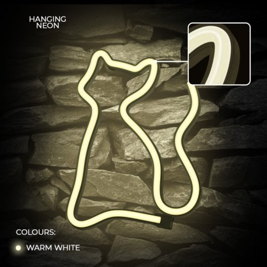 Forever Neon LED Light Cat Warm White Bat+USB