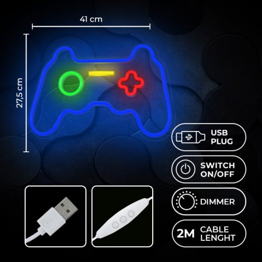 Forever Neon Plexi LED Gamepad Mehrfarbig